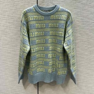 Miu Miu contrast striped lettering pullover sweater